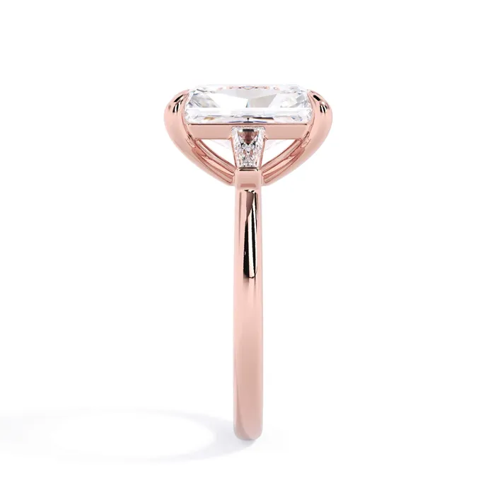 deBebians Rings Three Stone Engagement Ring with Baguettes