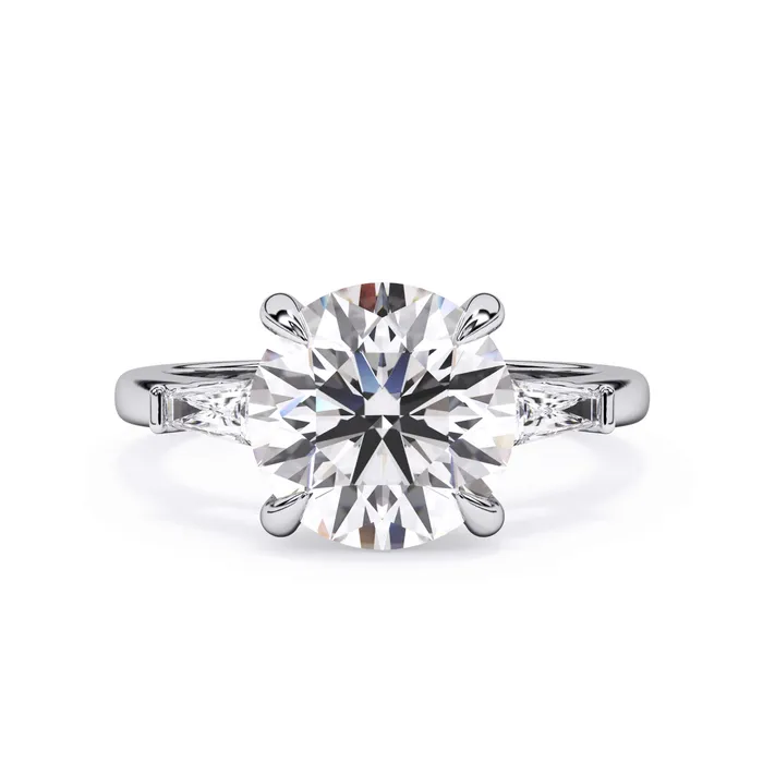 deBebians Rings Three Stone Engagement Ring with Baguettes