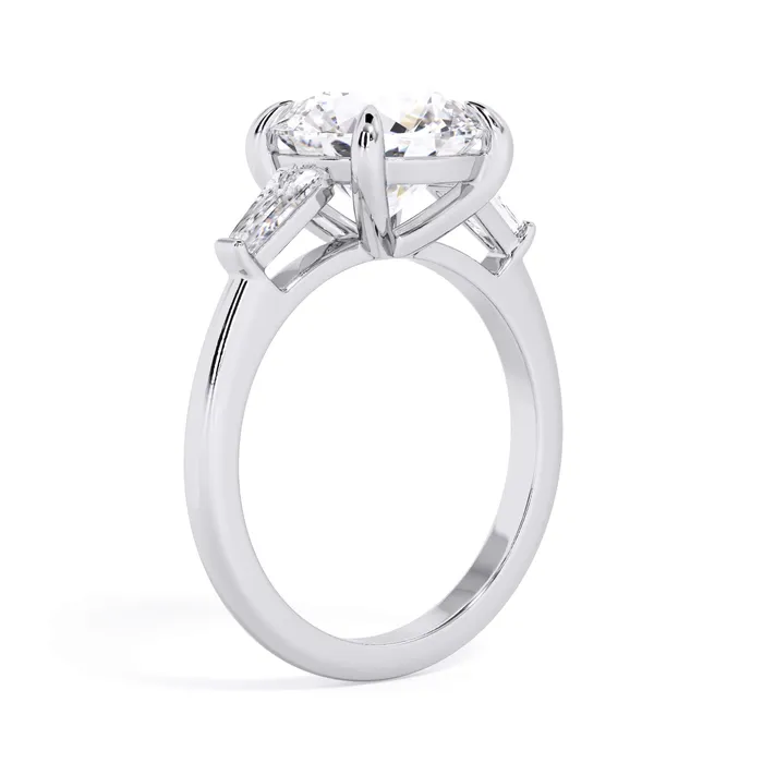 deBebians Rings Three Stone Engagement Ring with Baguettes