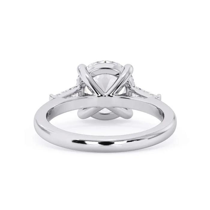 deBebians Rings Three Stone Engagement Ring with Baguettes