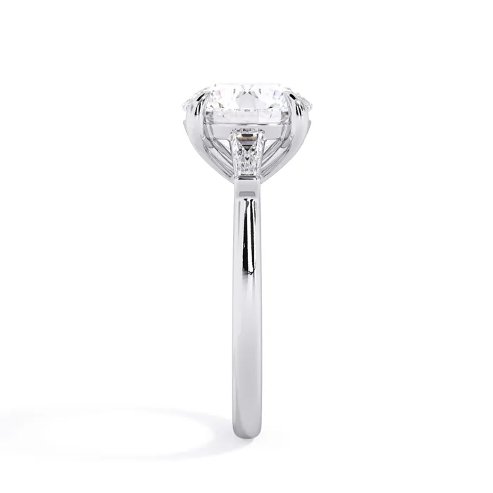 deBebians Rings Three Stone Engagement Ring with Baguettes
