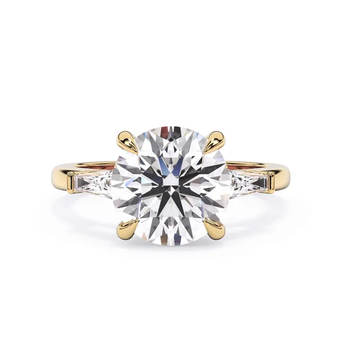 deBebians Rings Three Stone Engagement Ring with Baguettes