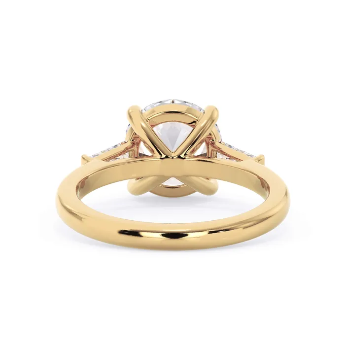 deBebians Rings Three Stone Engagement Ring with Baguettes