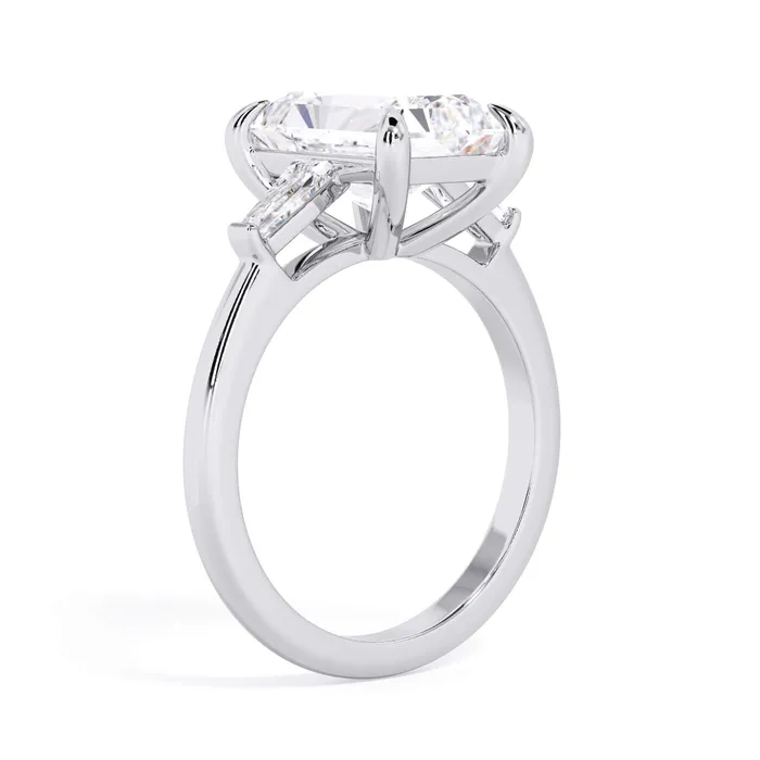 deBebians Rings Three Stone Engagement Ring with Baguettes