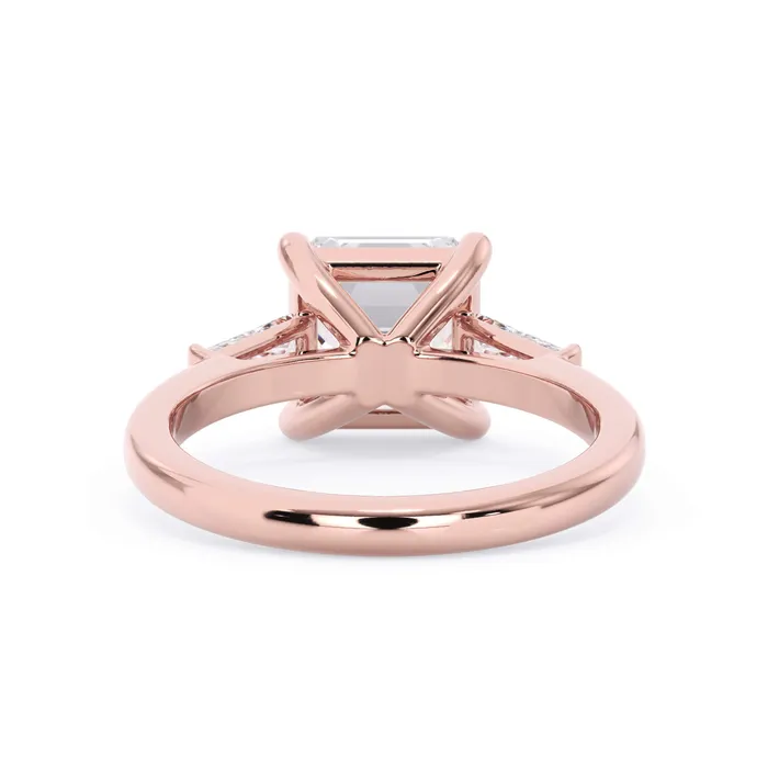 deBebians Rings Three Stone Engagement Ring with Baguettes