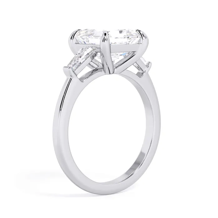 deBebians Rings Three Stone Engagement Ring with Baguettes