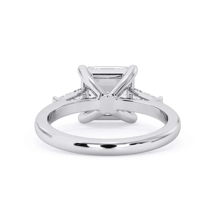 deBebians Rings Three Stone Engagement Ring with Baguettes