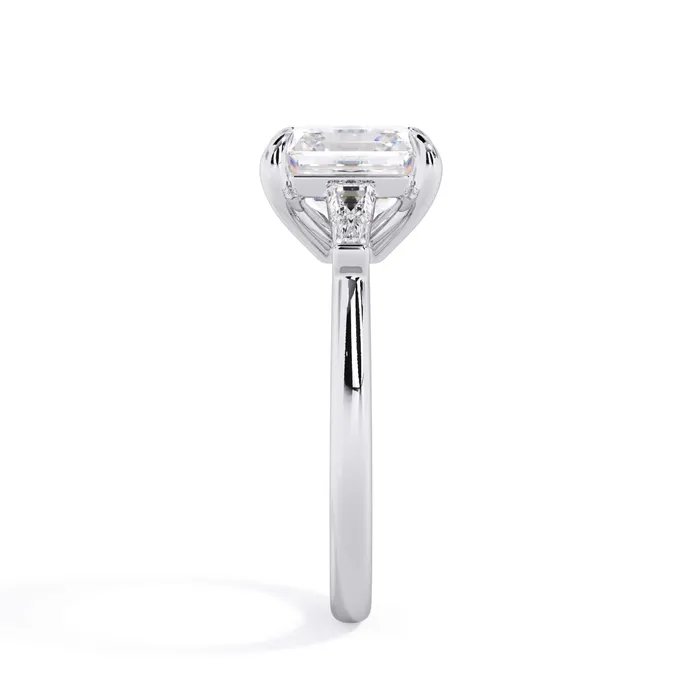 deBebians Rings Three Stone Engagement Ring with Baguettes