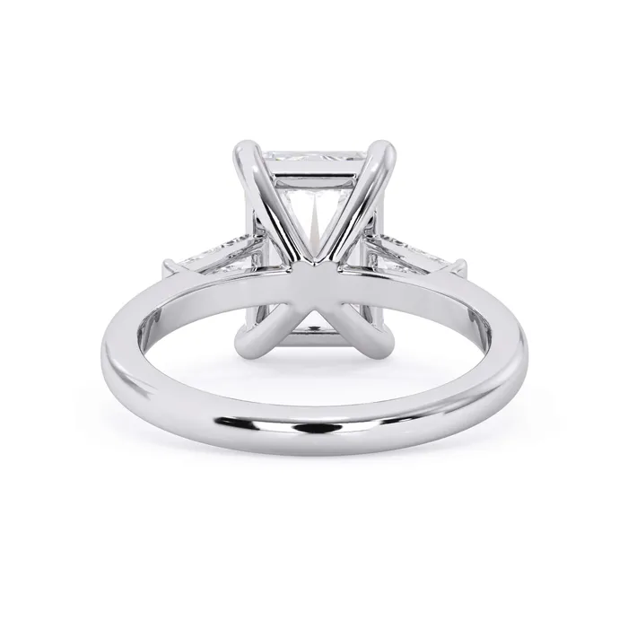 deBebians Rings Three Stone Engagement Ring with Baguettes