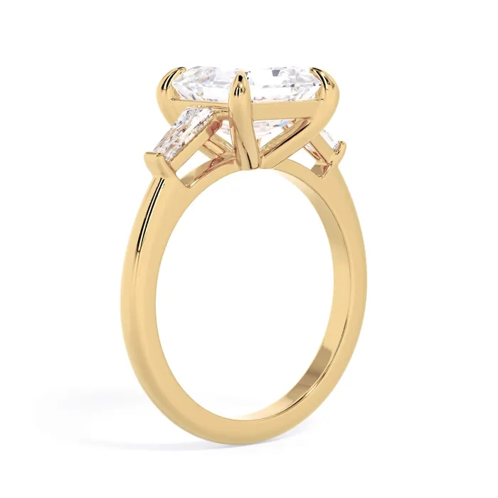 deBebians Rings Three Stone Engagement Ring with Baguettes
