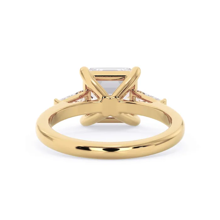 deBebians Rings Three Stone Engagement Ring with Baguettes