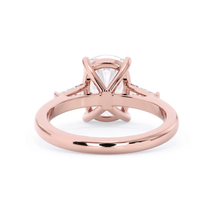 deBebians Rings Three Stone Engagement Ring with Baguettes