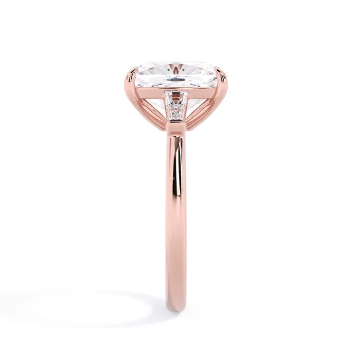 deBebians Rings Three Stone Engagement Ring with Baguettes