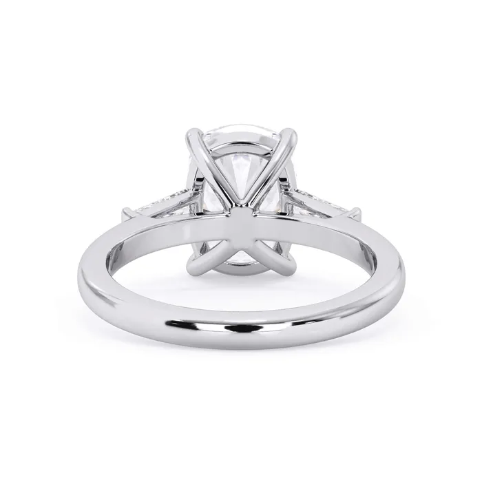 deBebians Rings Three Stone Engagement Ring with Baguettes