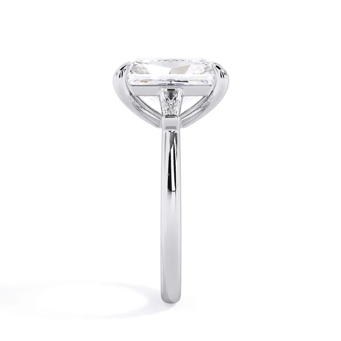 deBebians Rings Three Stone Engagement Ring with Baguettes