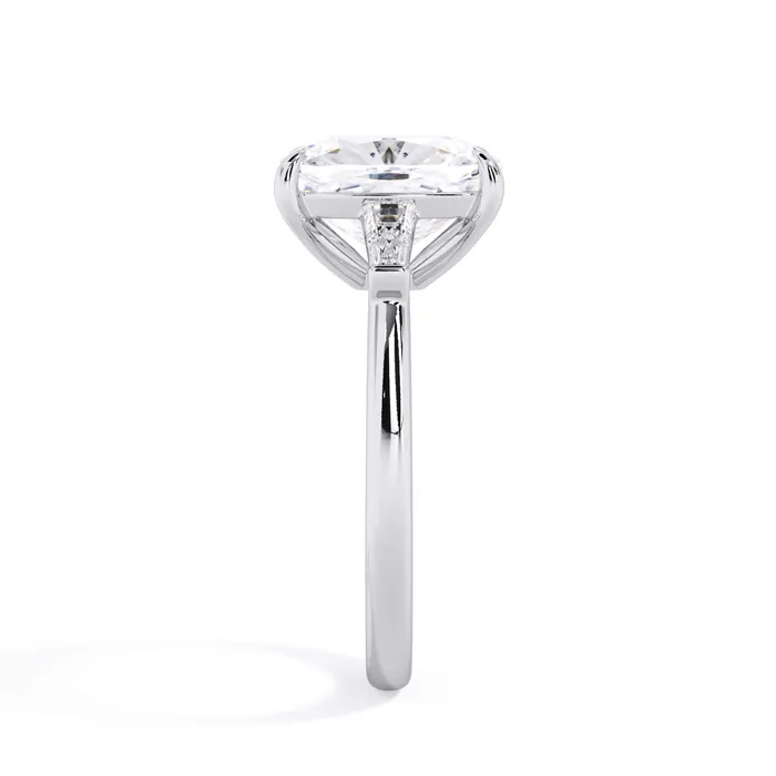 deBebians Rings Three Stone Engagement Ring with Baguettes