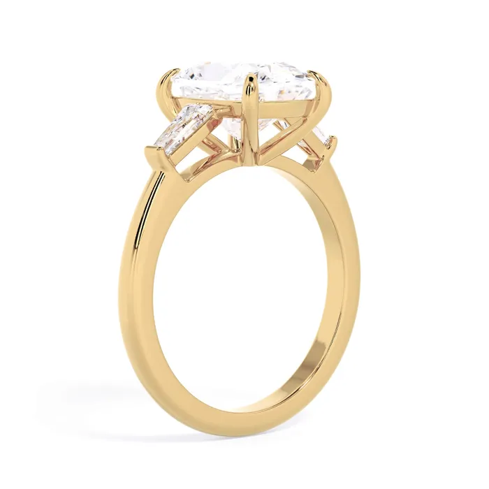 deBebians Rings Three Stone Engagement Ring with Baguettes
