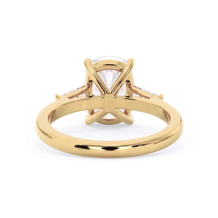 deBebians Rings Three Stone Engagement Ring with Baguettes