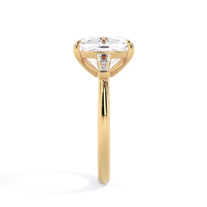 deBebians Rings Three Stone Engagement Ring with Baguettes