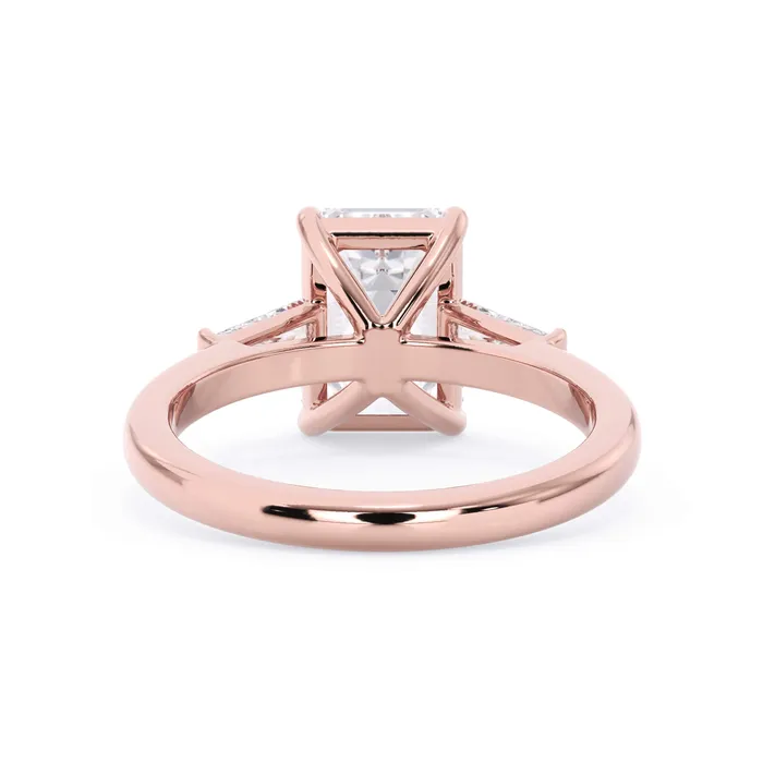 deBebians Rings Three Stone Engagement Ring with Baguettes