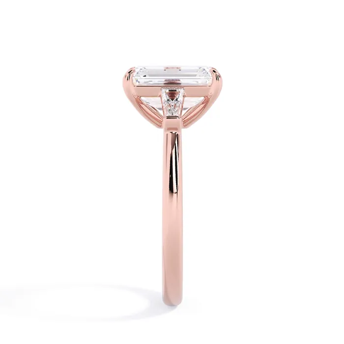deBebians Rings Three Stone Engagement Ring with Baguettes