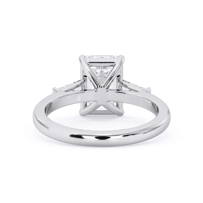 deBebians Rings Three Stone Engagement Ring with Baguettes