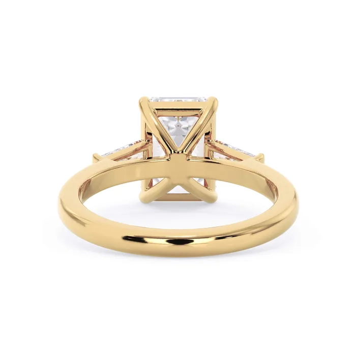 deBebians Rings Three Stone Engagement Ring with Baguettes