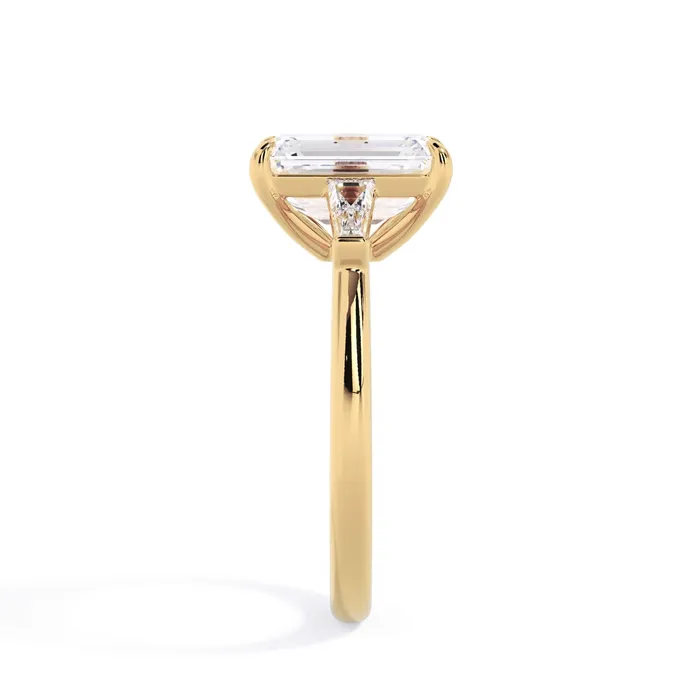 deBebians Rings Three Stone Engagement Ring with Baguettes