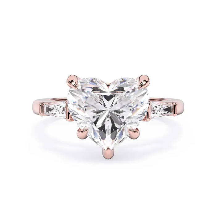 deBebians Rings Three Stone Engagement Ring with Baguettes
