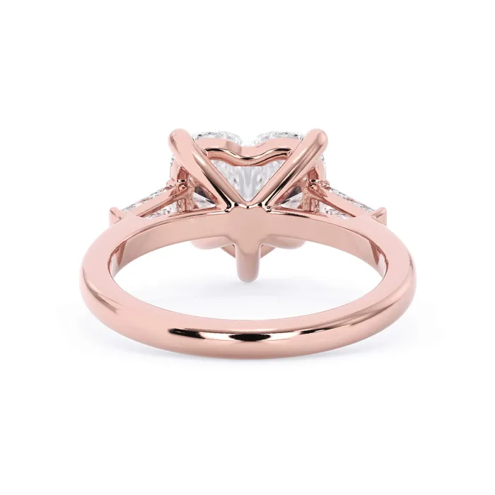 deBebians Rings Three Stone Engagement Ring with Baguettes