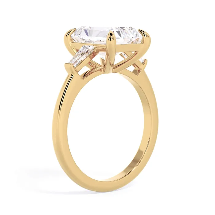 deBebians Rings Three Stone Engagement Ring with Baguettes