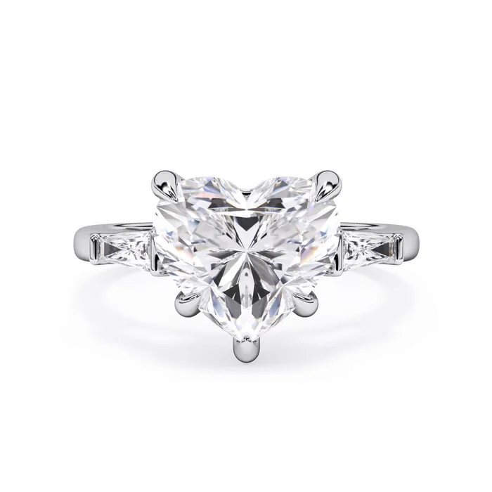 deBebians Rings Three Stone Engagement Ring with Baguettes