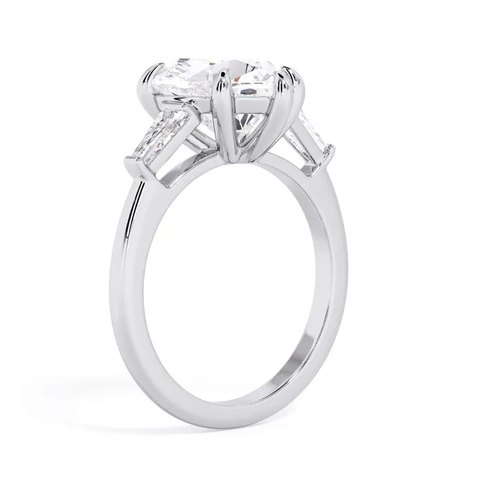 deBebians Rings Three Stone Engagement Ring with Baguettes