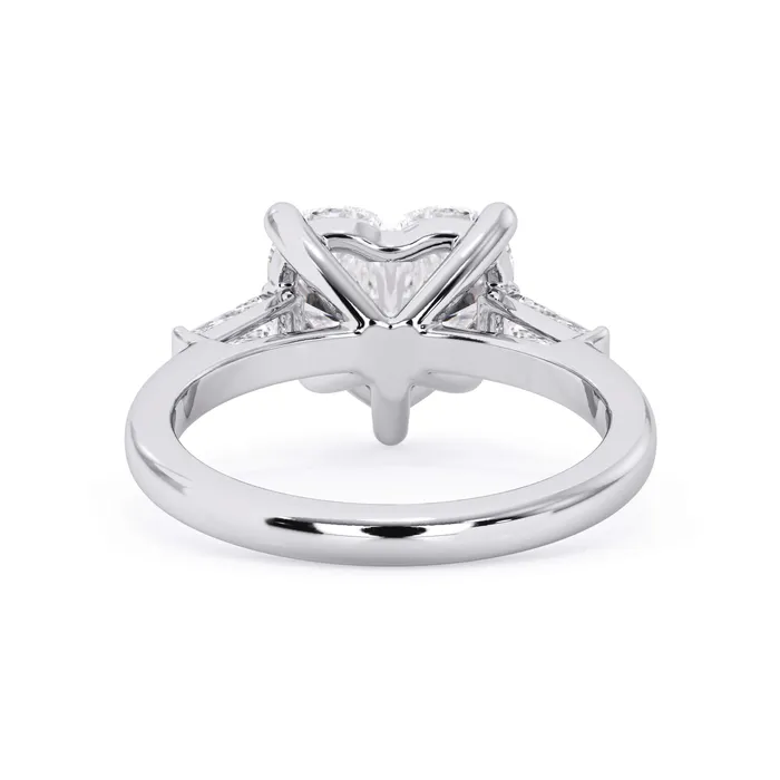 deBebians Rings Three Stone Engagement Ring with Baguettes