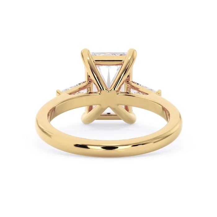 deBebians Rings Three Stone Engagement Ring with Baguettes