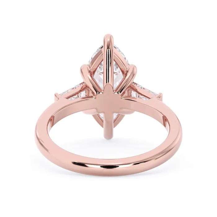 deBebians Rings Three Stone Engagement Ring with Baguettes