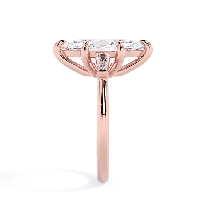 deBebians Rings Three Stone Engagement Ring with Baguettes