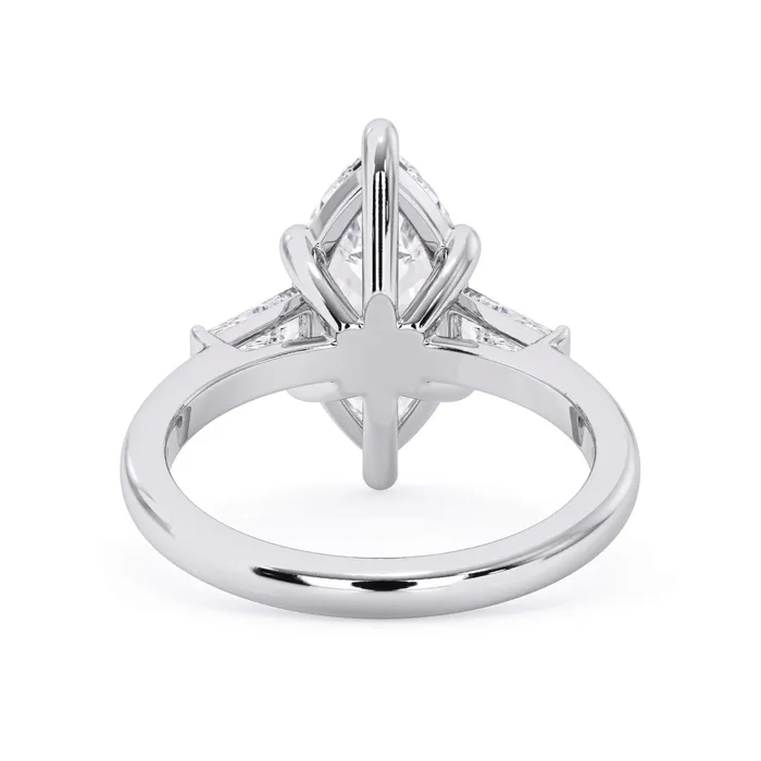 deBebians Rings Three Stone Engagement Ring with Baguettes