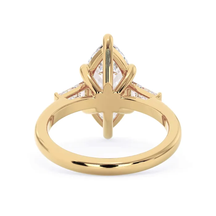 deBebians Rings Three Stone Engagement Ring with Baguettes