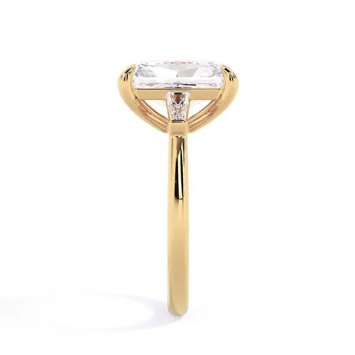 deBebians Rings Three Stone Engagement Ring with Baguettes