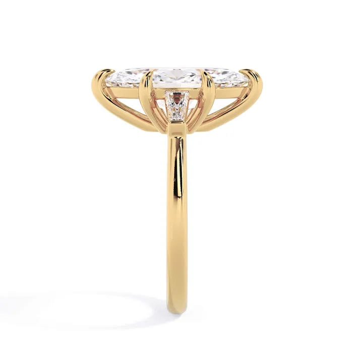 deBebians Rings Three Stone Engagement Ring with Baguettes