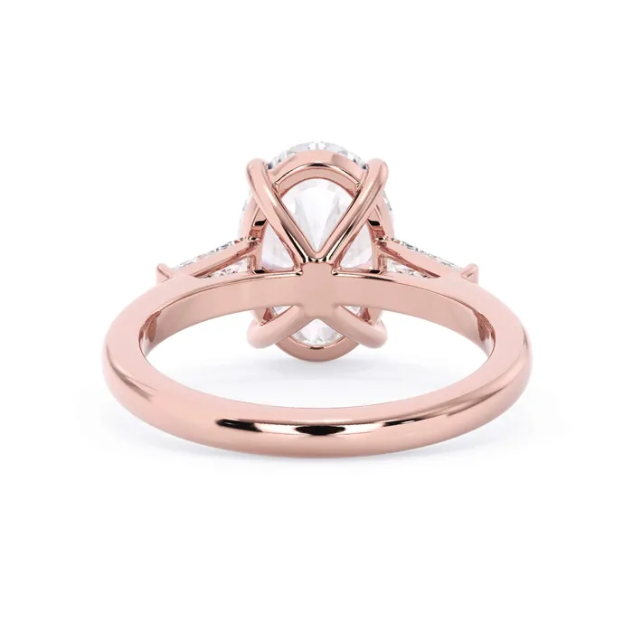 deBebians Rings Three Stone Engagement Ring with Baguettes