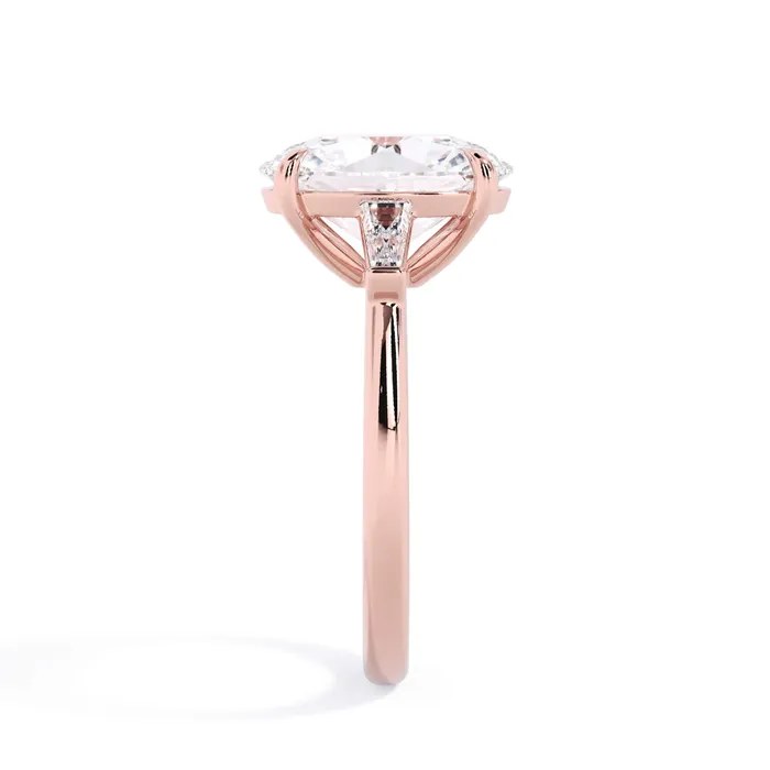 deBebians Rings Three Stone Engagement Ring with Baguettes