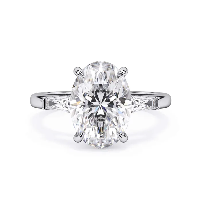 deBebians Rings Three Stone Engagement Ring with Baguettes