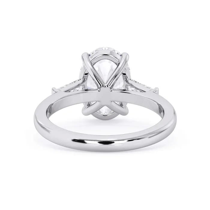 deBebians Rings Three Stone Engagement Ring with Baguettes