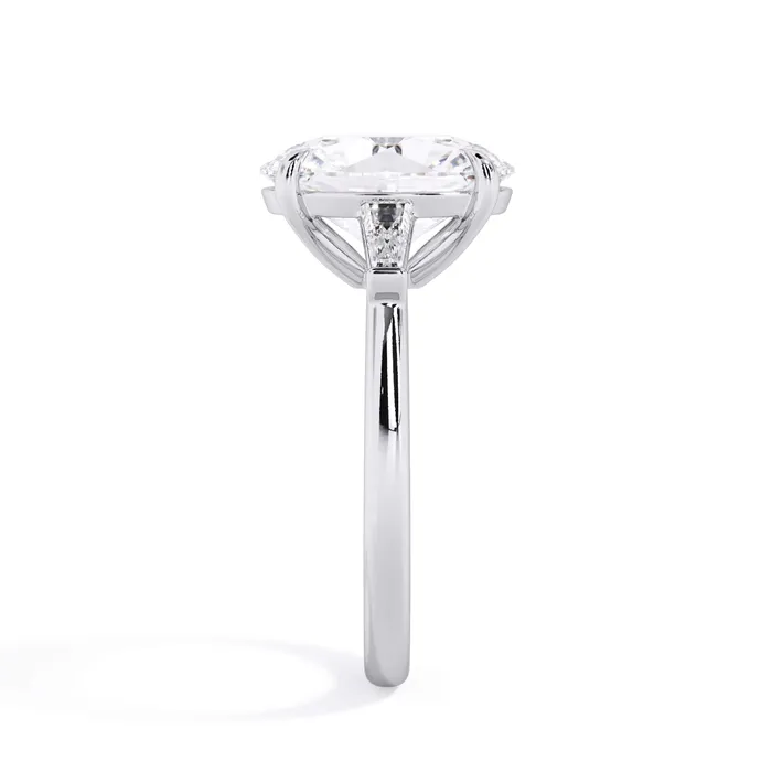 deBebians Rings Three Stone Engagement Ring with Baguettes