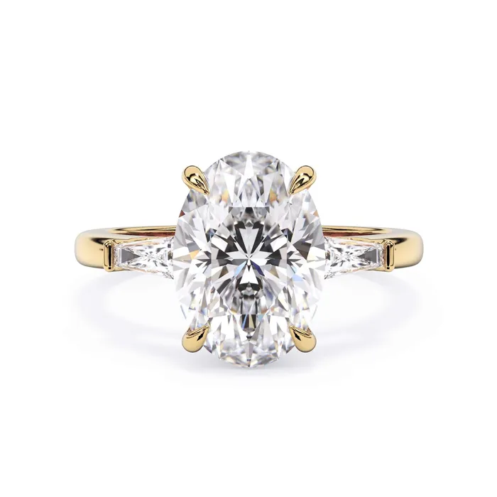 deBebians Rings Three Stone Engagement Ring with Baguettes