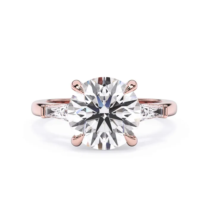 deBebians Rings Three Stone Engagement Ring with Baguettes