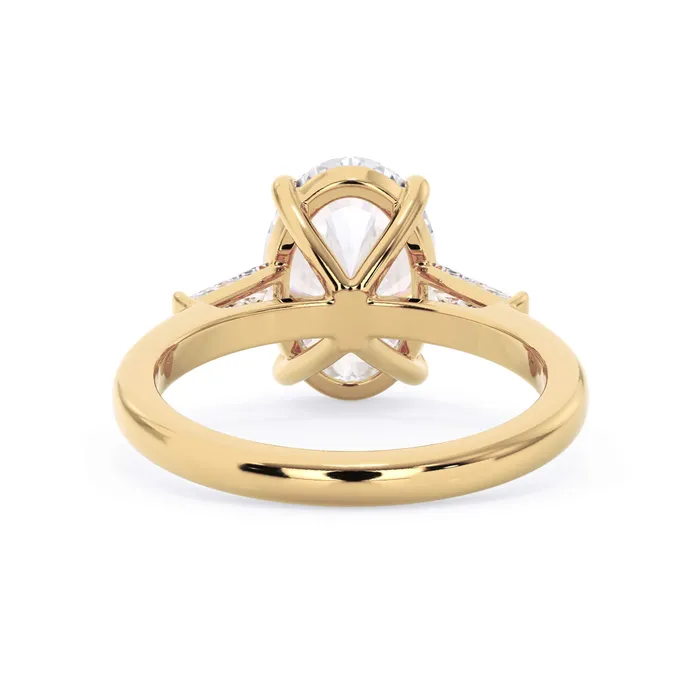 deBebians Rings Three Stone Engagement Ring with Baguettes