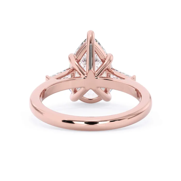 deBebians Rings Three Stone Engagement Ring with Baguettes